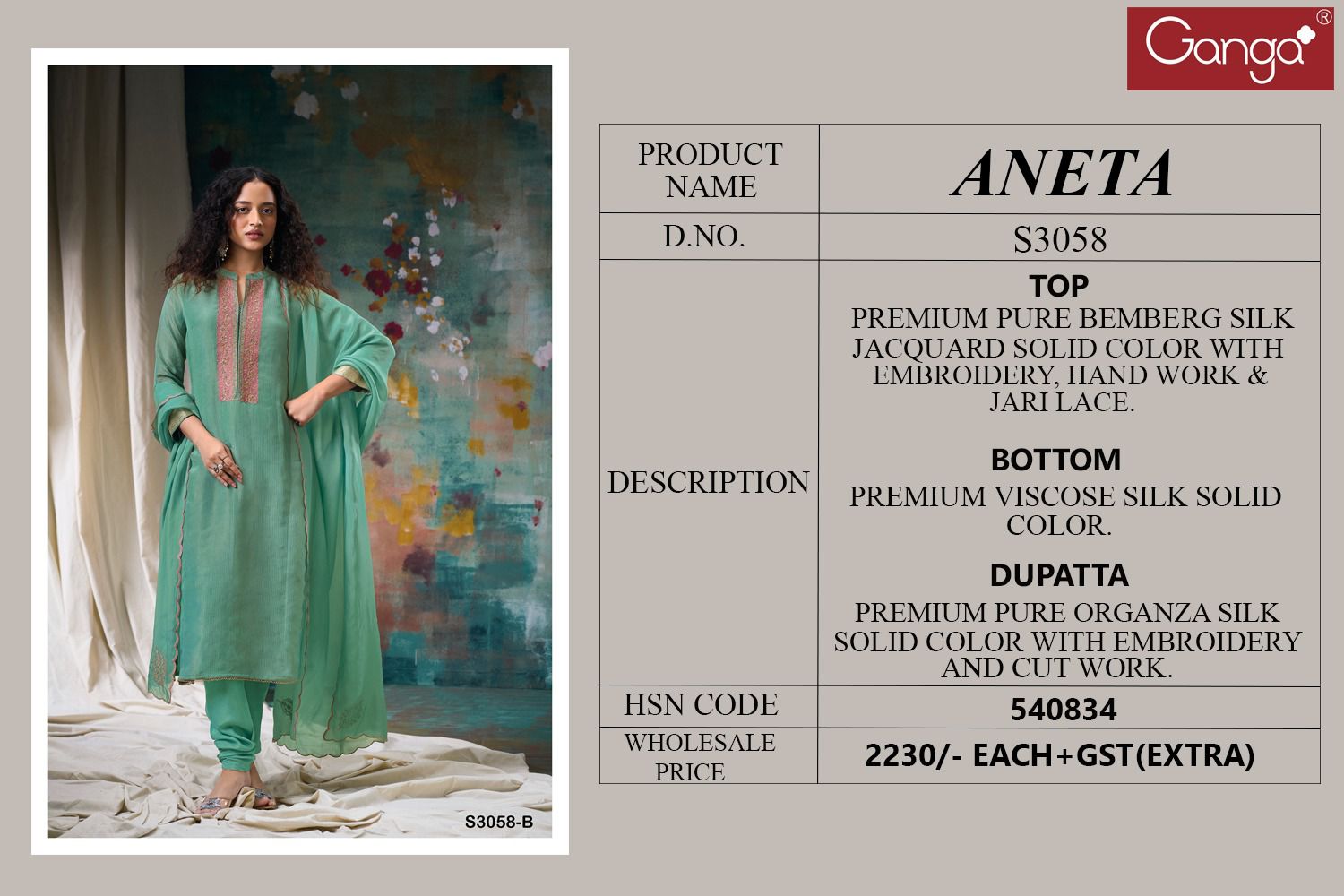 Aneta By Ganga Designer Dress Material Orders In India